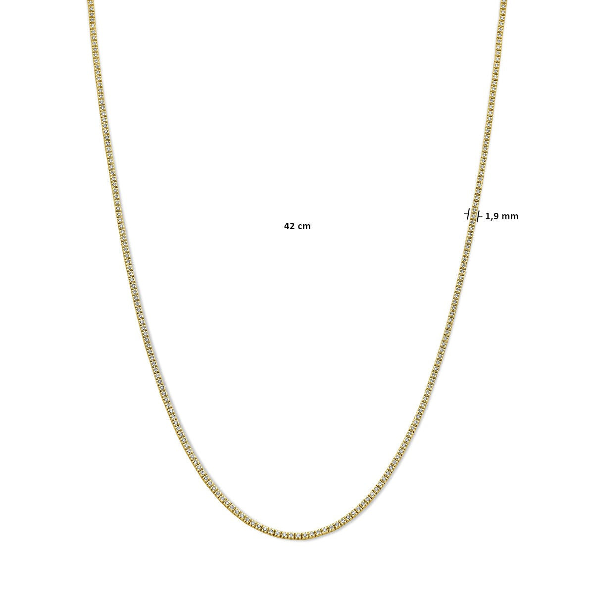 Collana tennis in oro giallo 14k con diamanti lab grown – 2.00ct