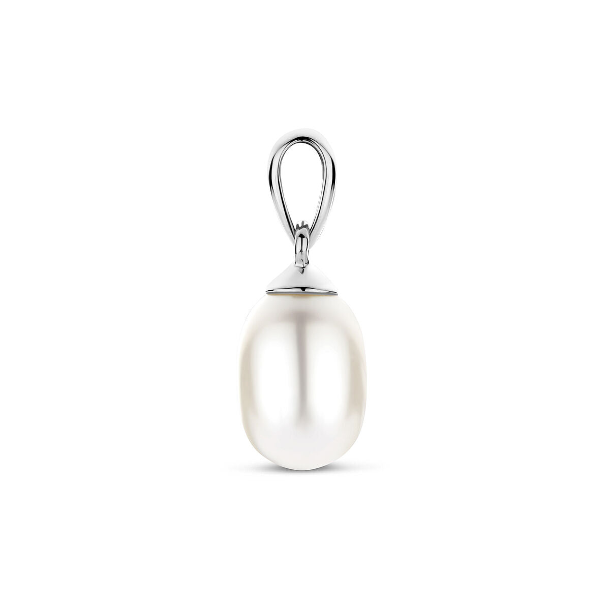 Ciondolo in oro bianco 14k con perla d'acqua dolce – ovale