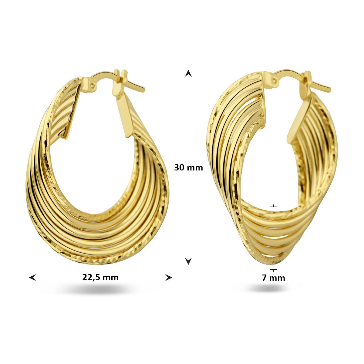 Orecchini a cerchio ovali in argento placcato – forma raffinata con lucentezza dorata