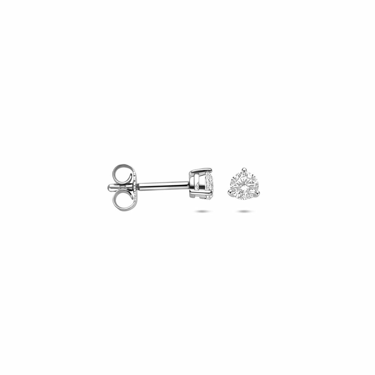 Orecchini a bottone in argento con zircone – argento 925 rodiato