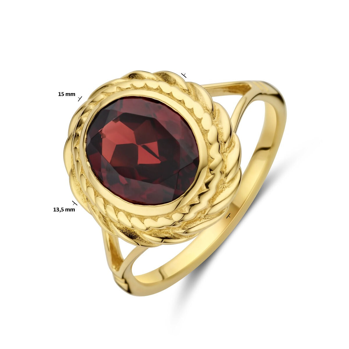 Anello in Oro 14k con Granato – Taglio Ovale