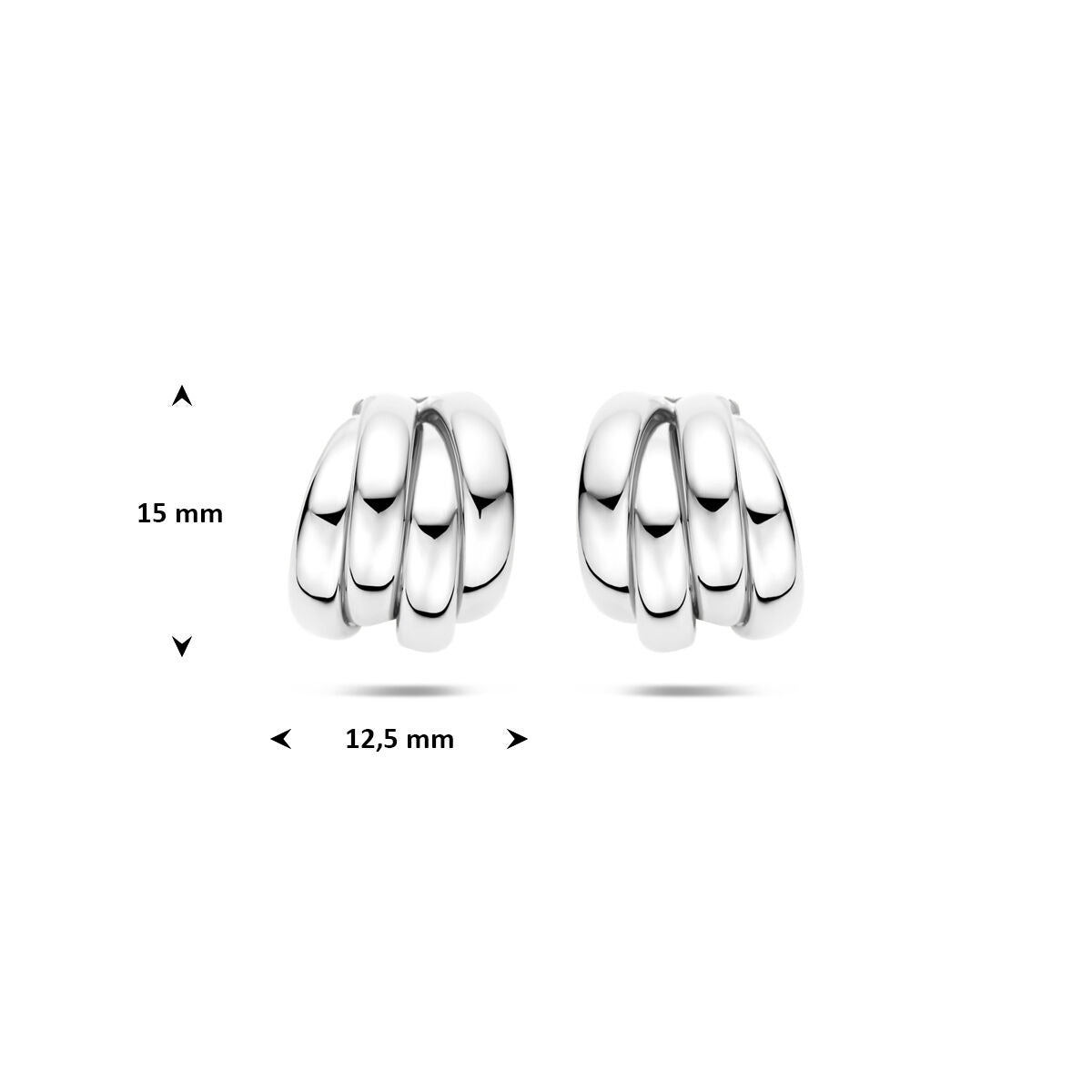 Orecchini a bottone in argento 925 rodiato 15 x 12.5 mm