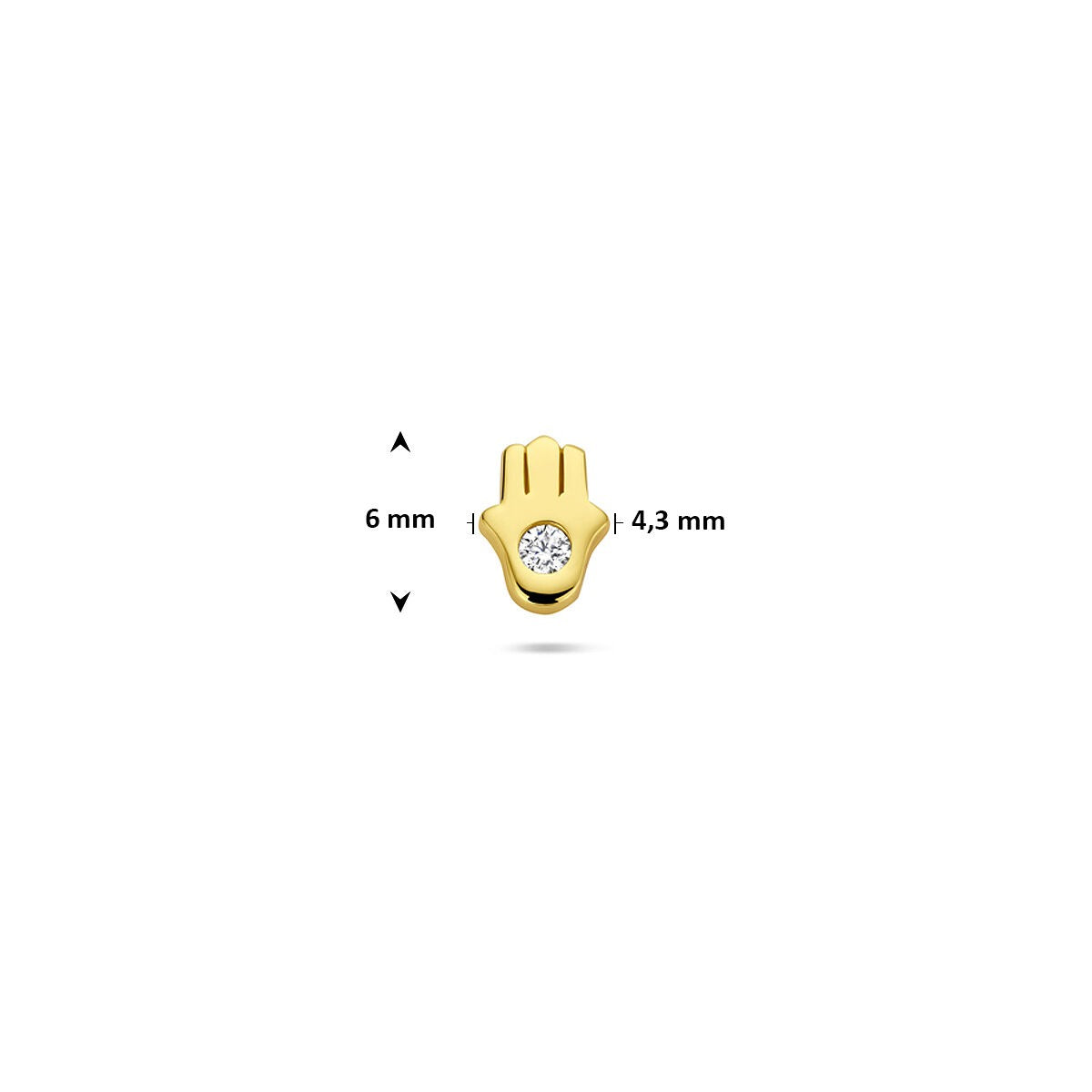 Piercing flat back placcato oro Mano di Fatima – argento 925 con zirconi