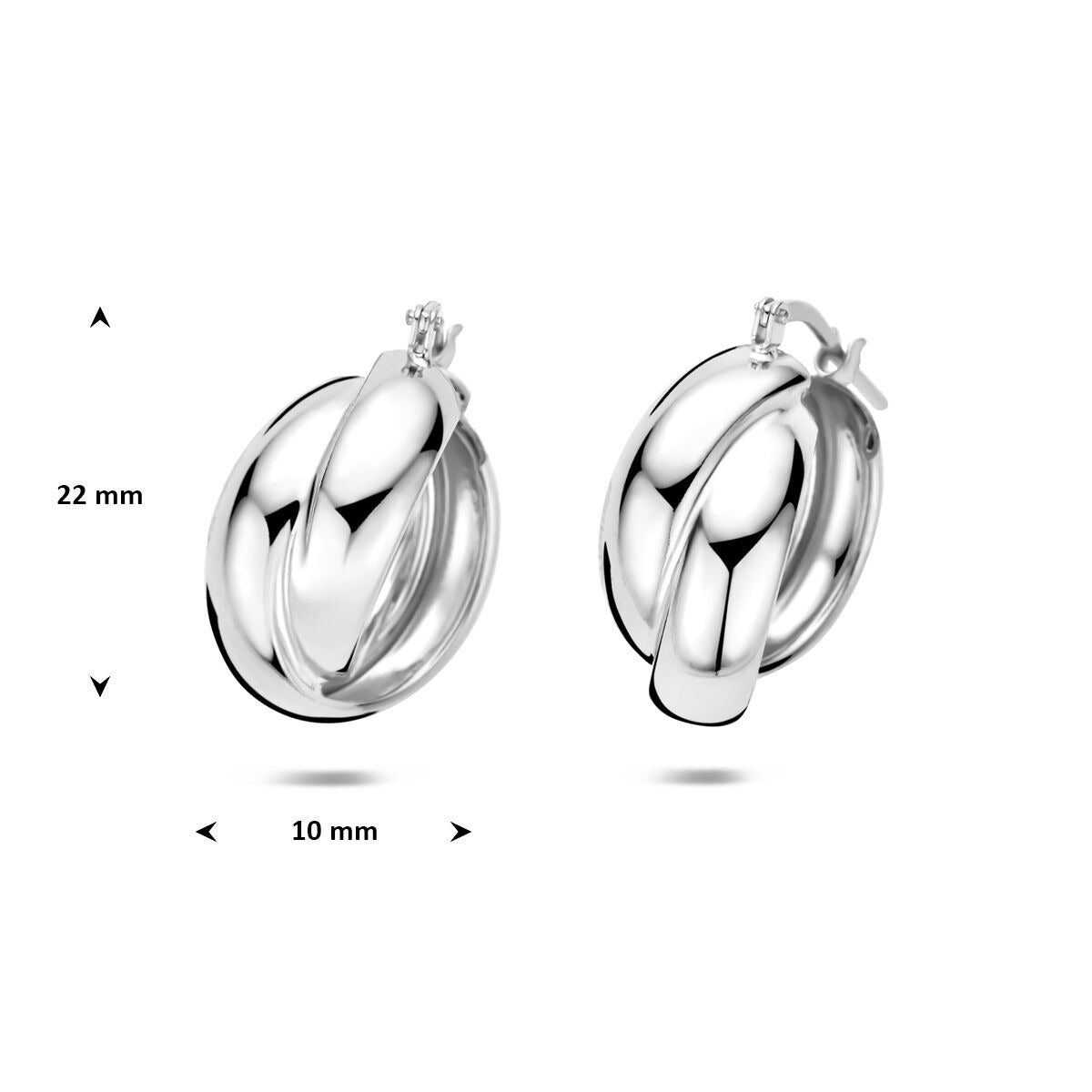 Orecchini a cerchio in argento 925 rodiato 22 x 10 mm