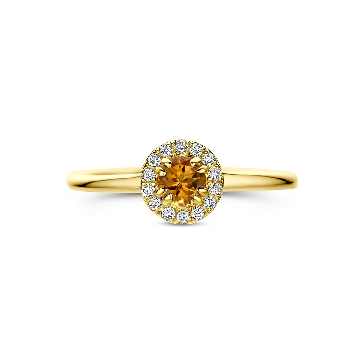 Anello in oro giallo 14k con citrino e diamante lab grown