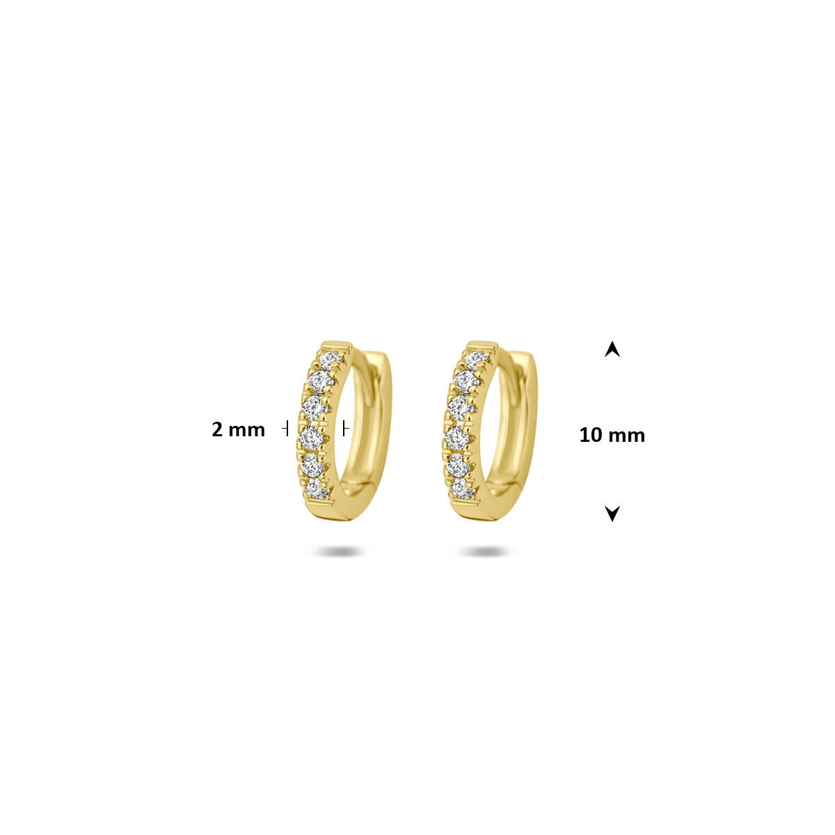 Orecchini a cerchio apribili in oro giallo 14k con diamante lab grown