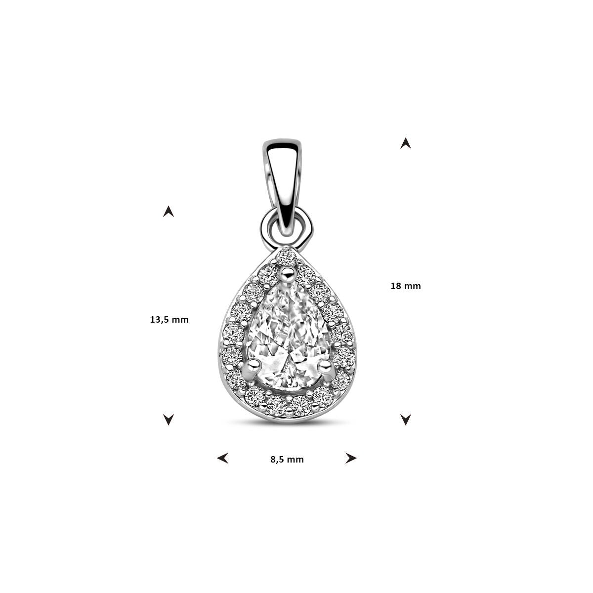Ciondolo in argento rodiato con zircone in montatura entourage