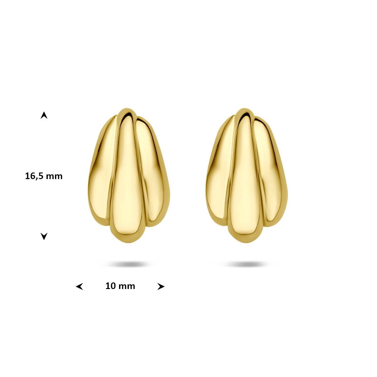 Orecchini a bottone in argento 925 placcato oro 16,5 x 10 mm da donna