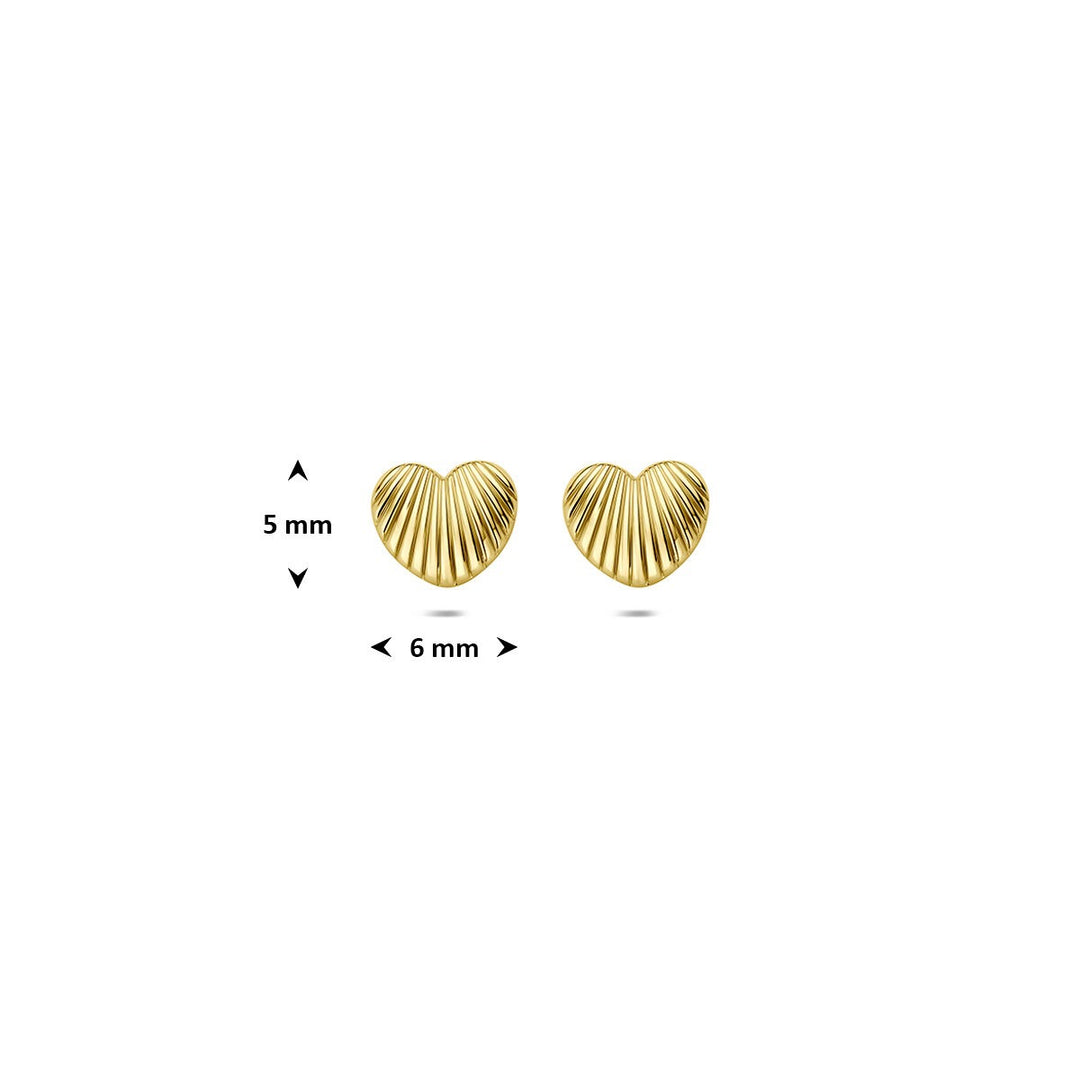 14k Geelgouden hartjes oorknoppen