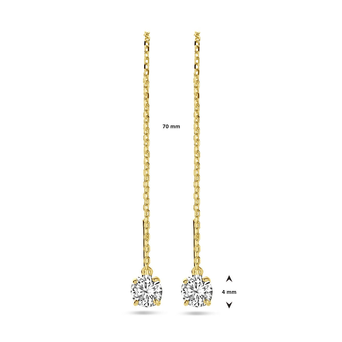 Orecchini a filo in oro giallo 9k con zircone