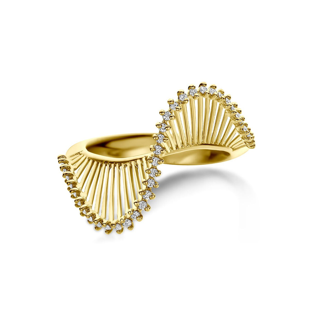 14k Geelgouden ring met diamant