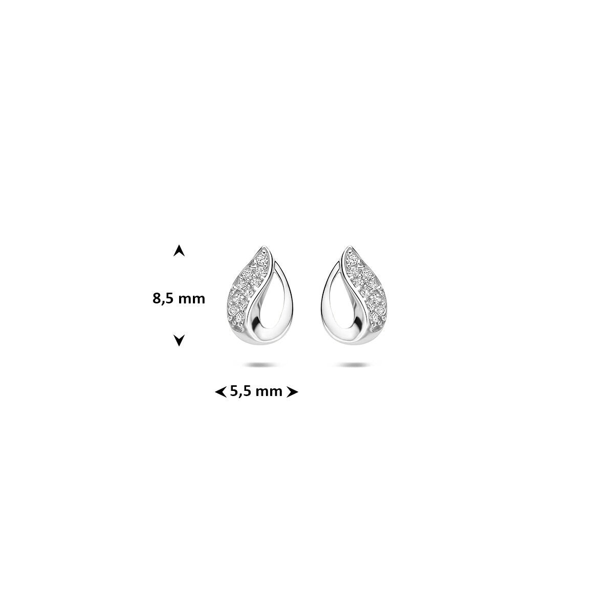 Orecchini a bottone in argento 925 rodiato con zirconia pavé
