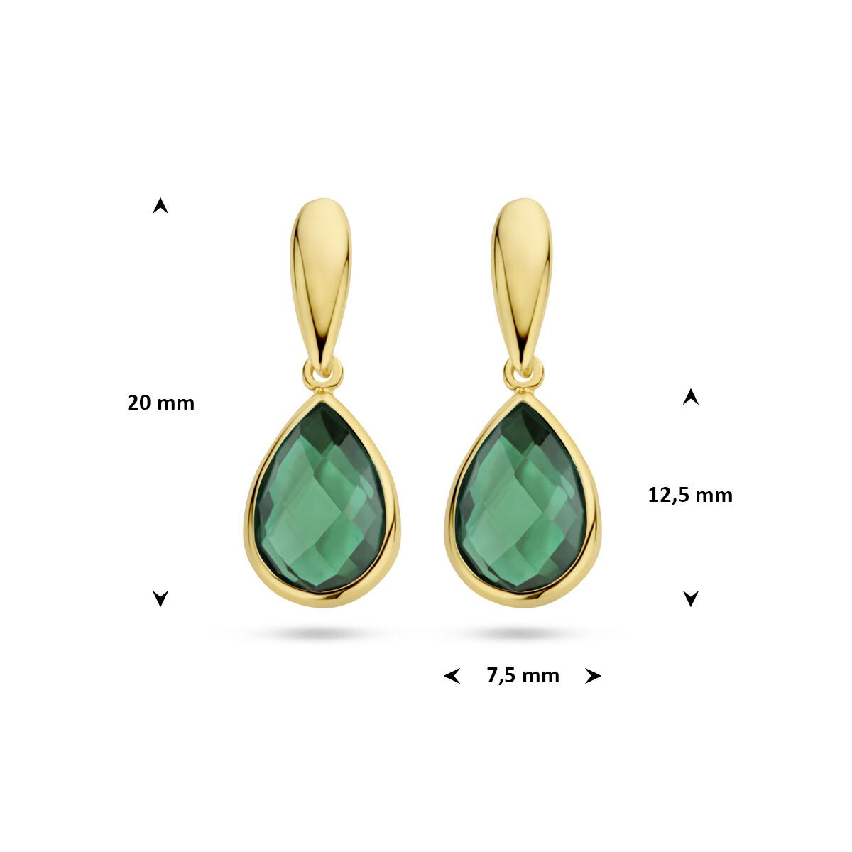 Orecchini pendenti in oro giallo 9k con agata verde