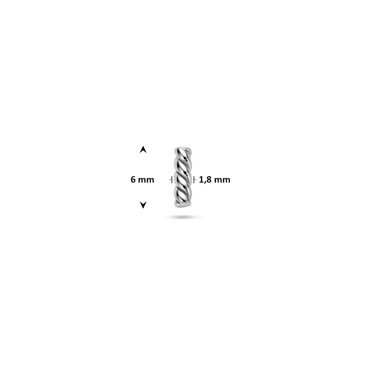 Piercing flat back in argento rodiato a forma di barretta ritorta
