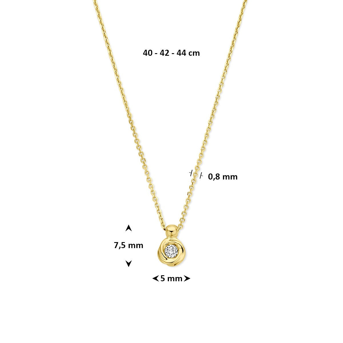 Collana in oro giallo 14k con diamante lab grown
