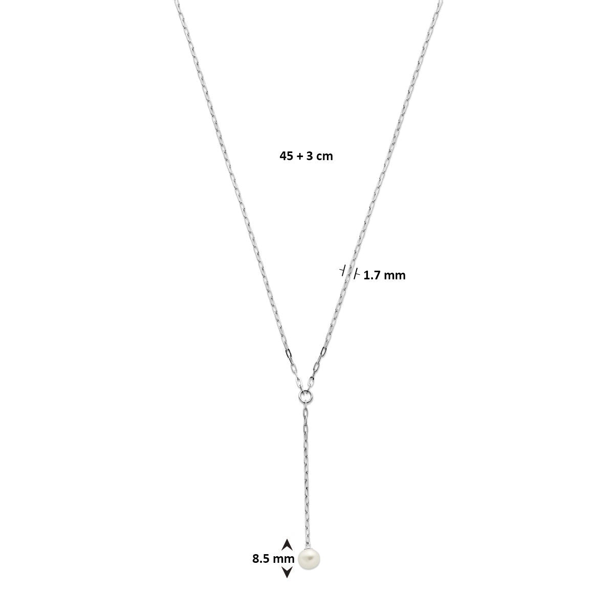 Collana a Y perla 1,7 mm 45 + 3 cm argento rodiato
