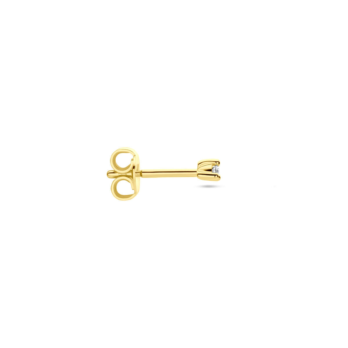 Orecchino a bottone in oro giallo 14k con diamante – venduto singolarmente
