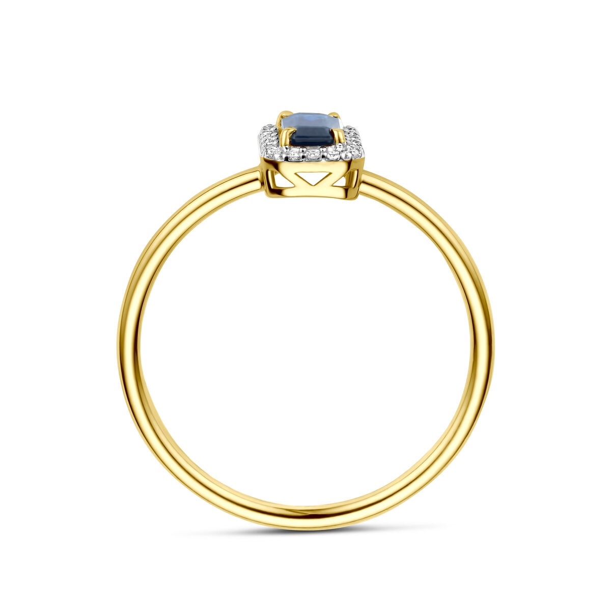 Anello in oro con zaffiro e diamante – 14k
