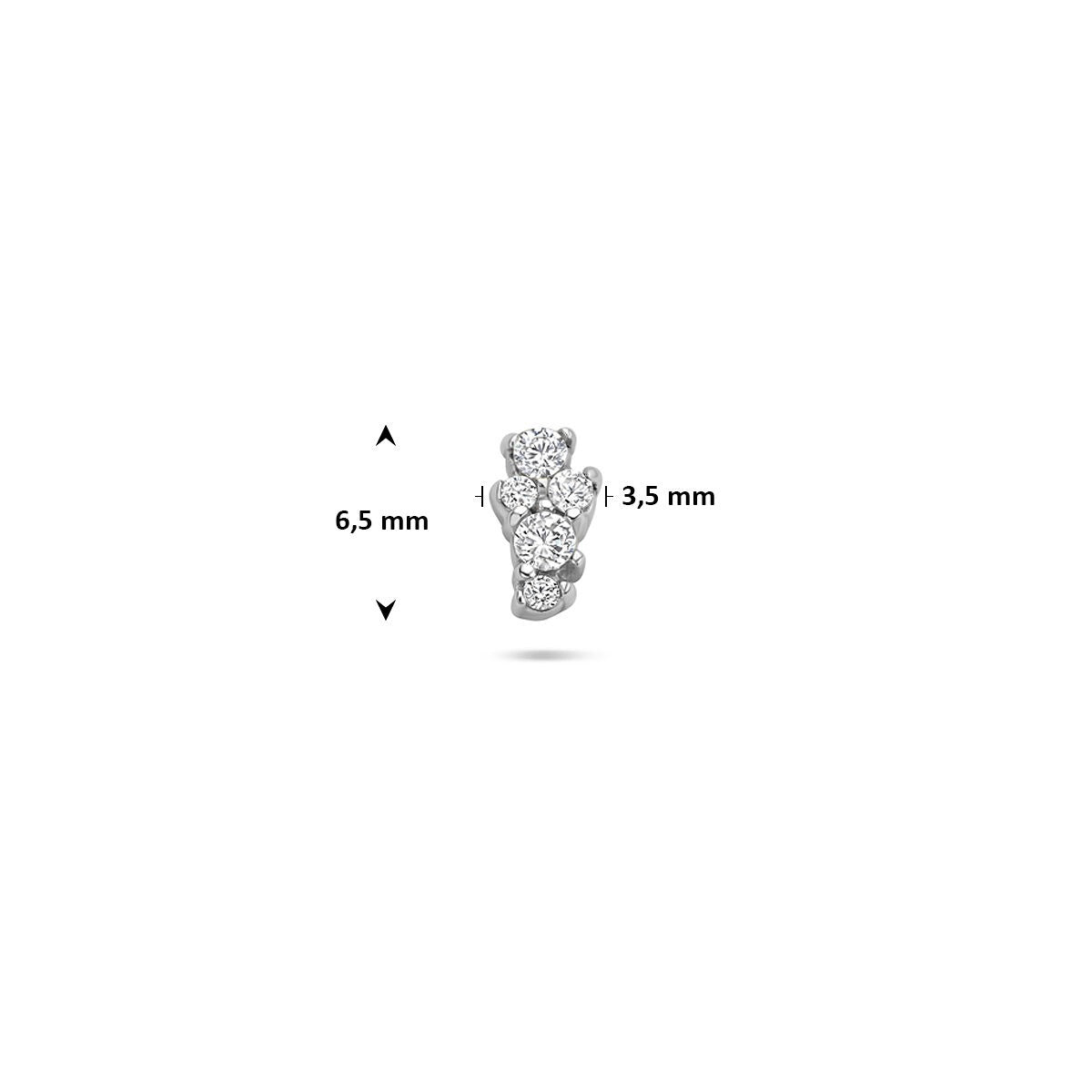 Piercing flat back in argento rodiato con zirconia in montatura a chaton