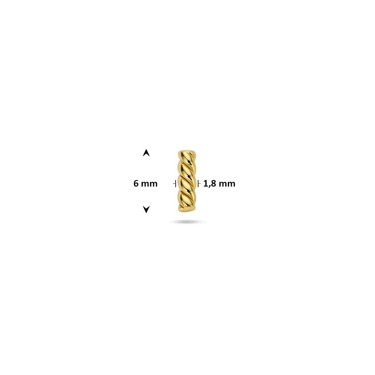 Piercing flat back in argento 925 dorato con barretta ritorta