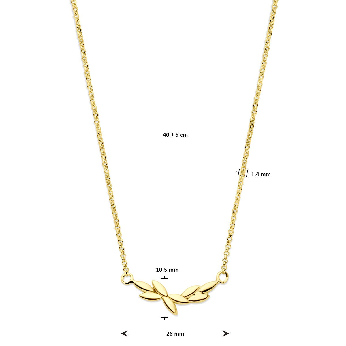 Collana in Argento Dorato con Motivo Botanico – 40-45cm