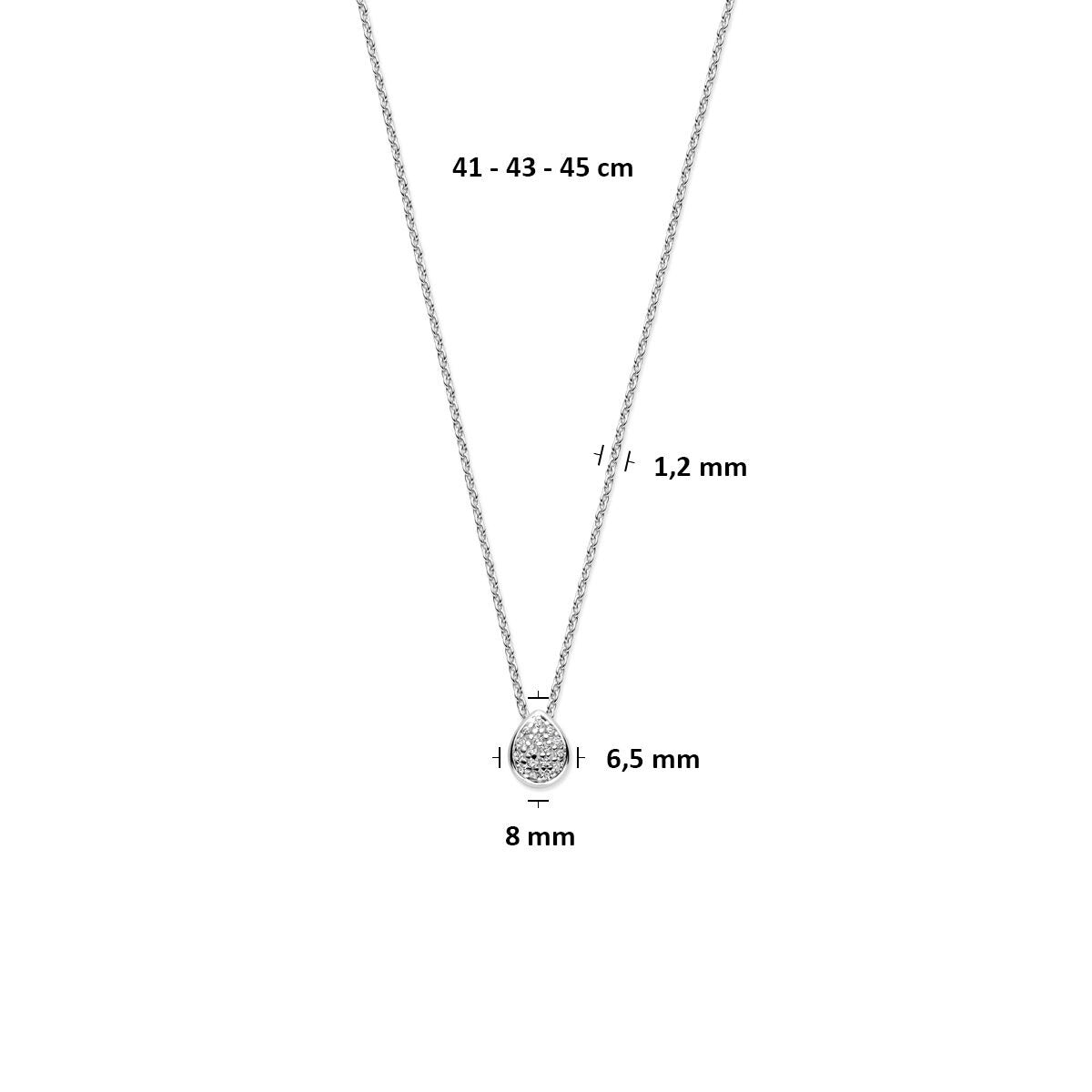 Collana da donna in argento con ciondolo a goccia in zirconia rodiato 41 - 43 - 45 cm