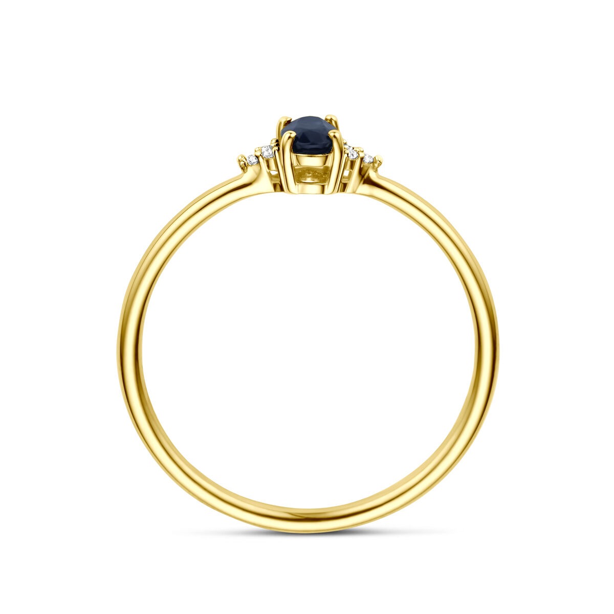 Anello in oro con zaffiro e diamante – 14k