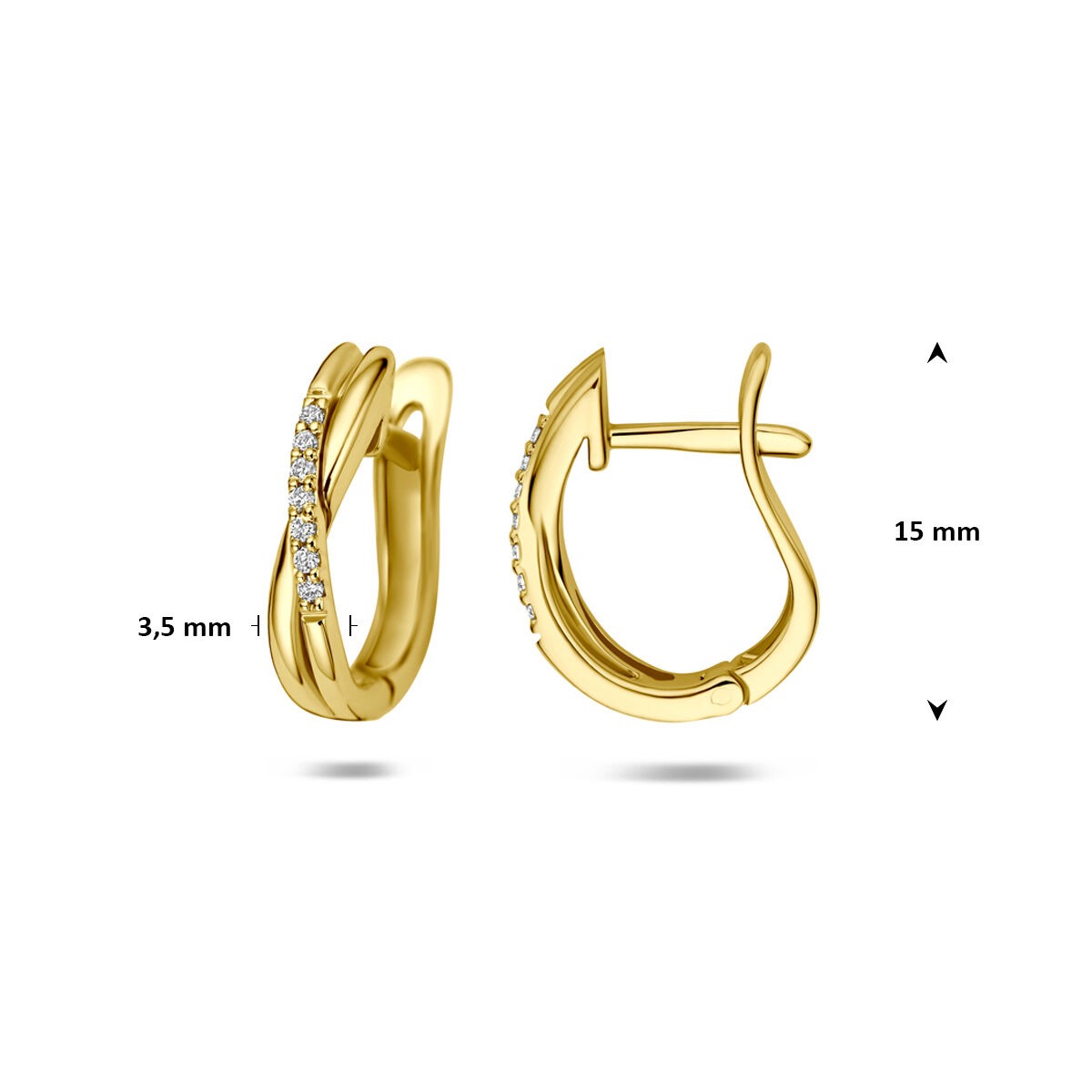 Orecchini a cerchio in oro giallo 14k con diamante lab grown