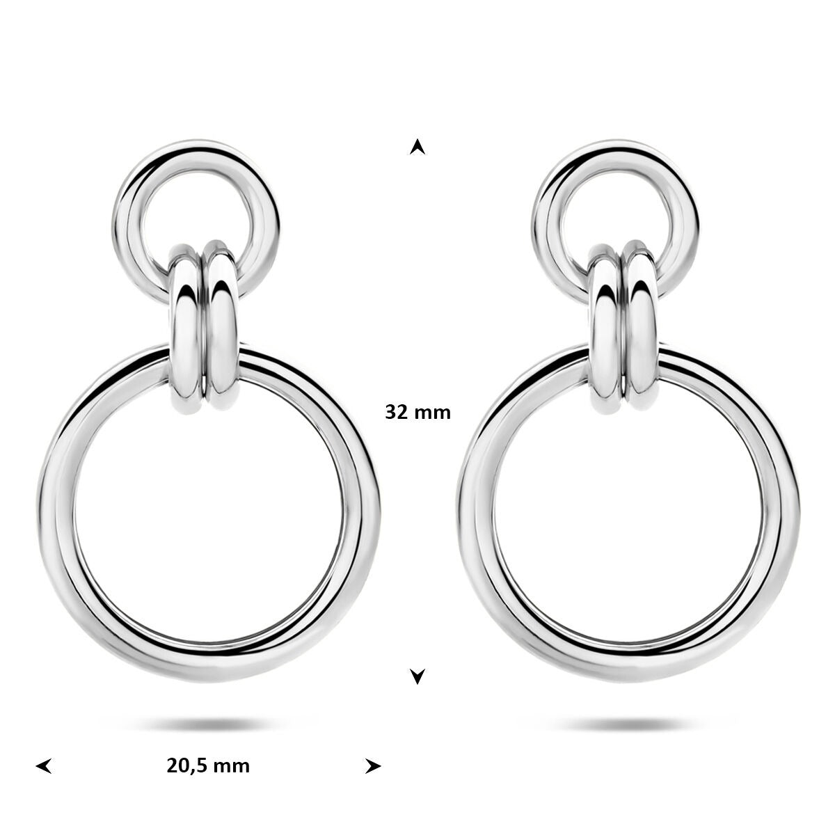 Orecchini pendenti in argento rodiato rotondi 925