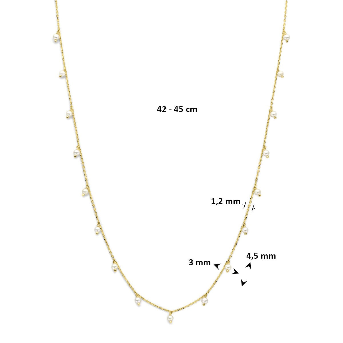 Collana in oro giallo 14k con perle