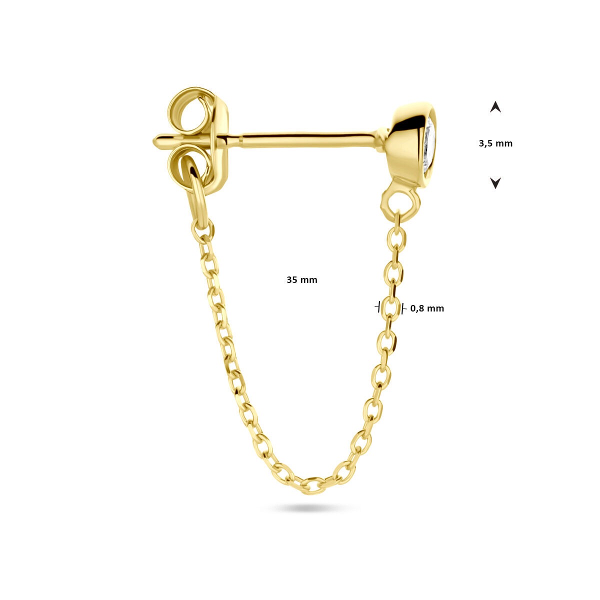 orecchino a bottone in oro giallo 14k con zirconia – venduto singolarmente