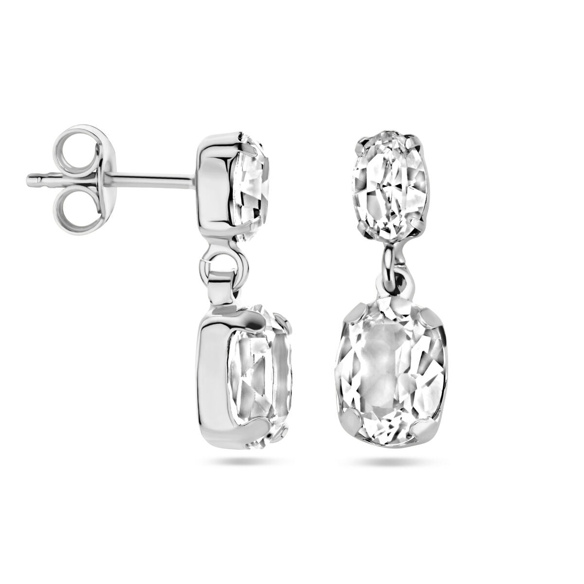 Orecchini pendenti in argento rodiato con cristallo Swarovski