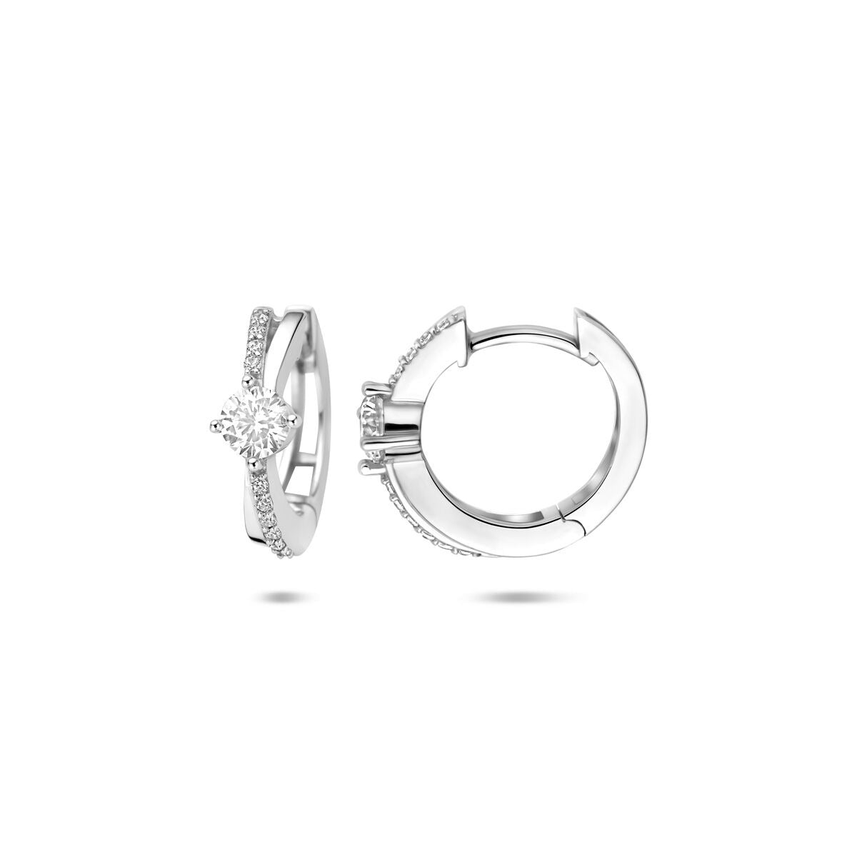 Orecchini a cerchio in argento con zircone – argento 925 rodiato