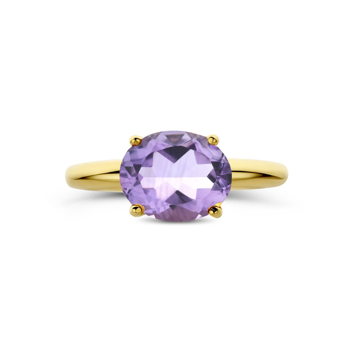 Anello in oro giallo 14k con ametista