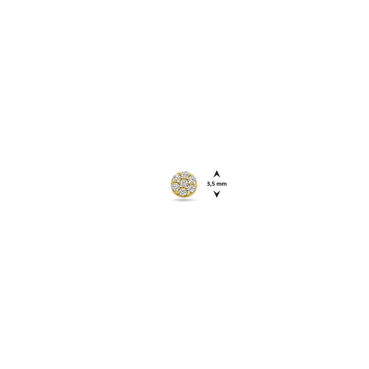 Piercing flat back in oro giallo 9k con zirconia pavé 3,5 mm
