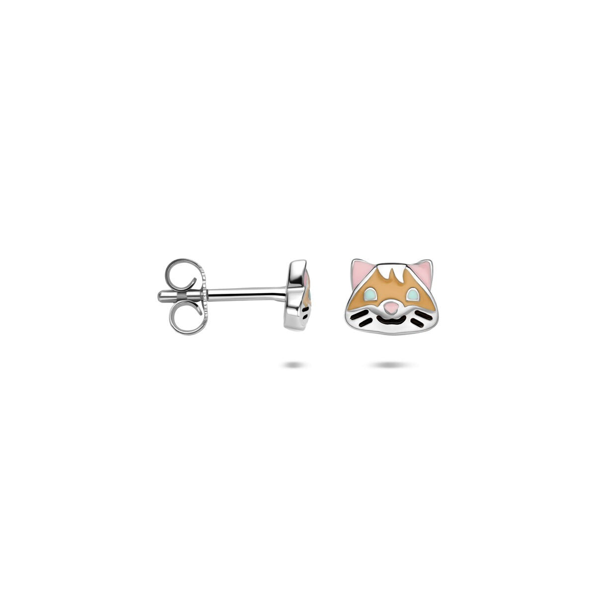 Orecchini a bottone per bambini in argento con smalto criceto – 5 x 6 mm