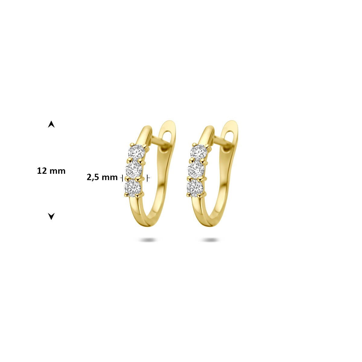 Orecchini a cerchio con chiusura a scatto in oro giallo 14k con diamante