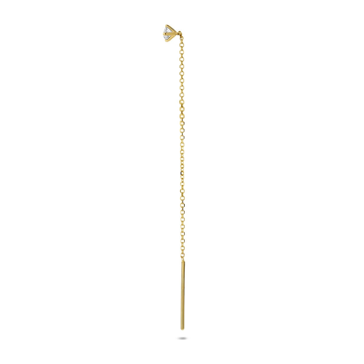Orecchino a catenella passante in oro giallo 14k con diamante lab grown – venduto singolarmente