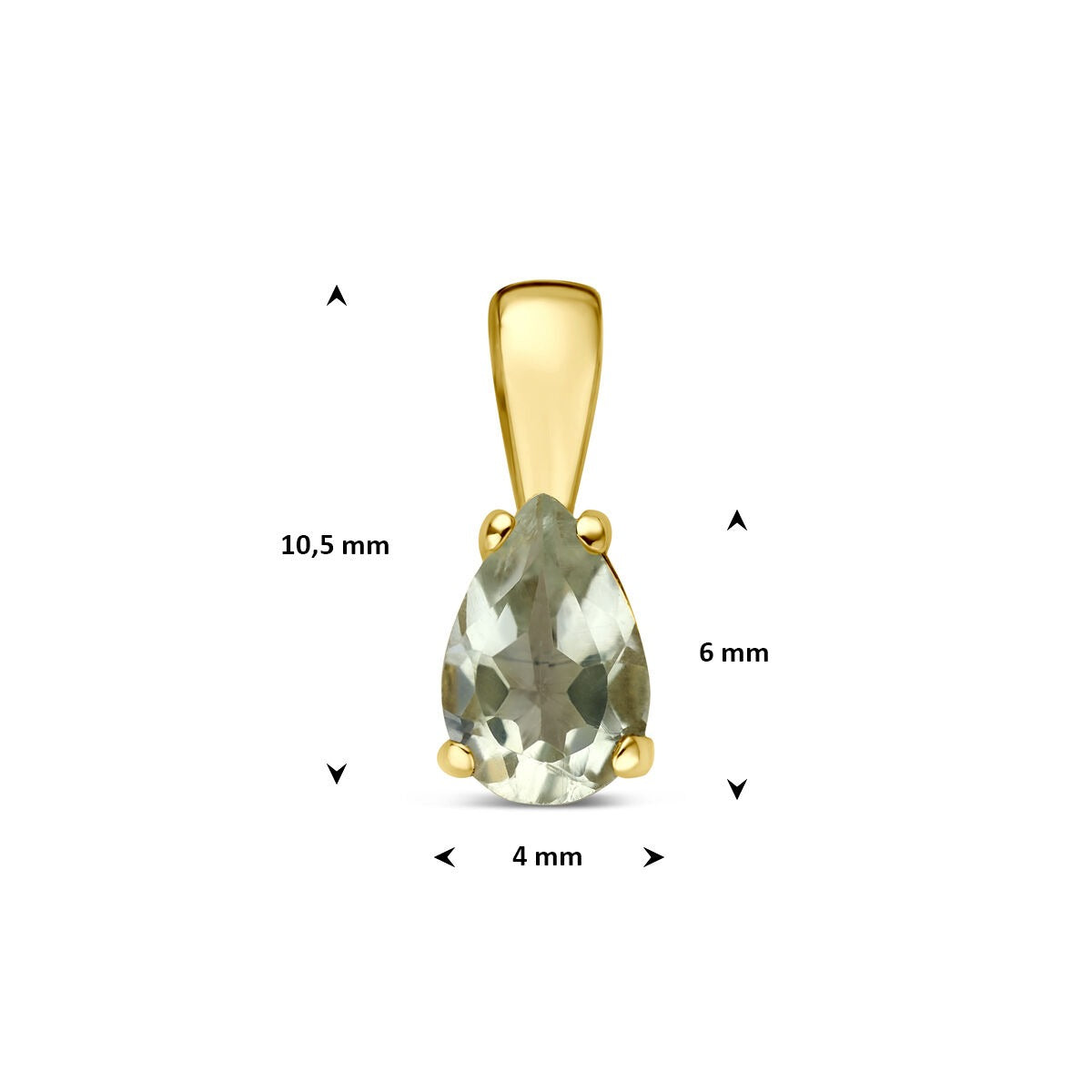 Ciondolo in oro giallo 14k con ametista verde