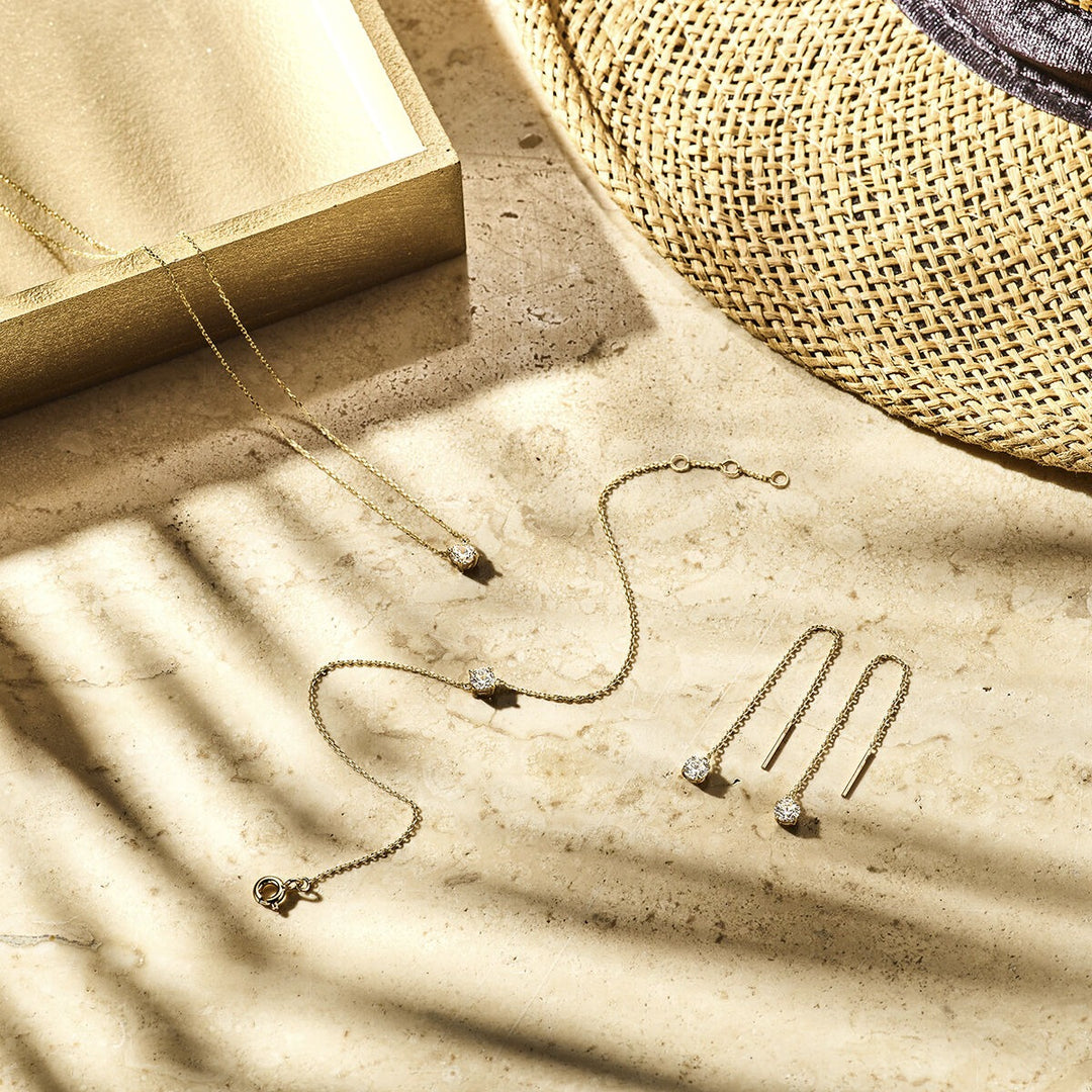 Gouden ketting met zirkonia – 14k anker collier