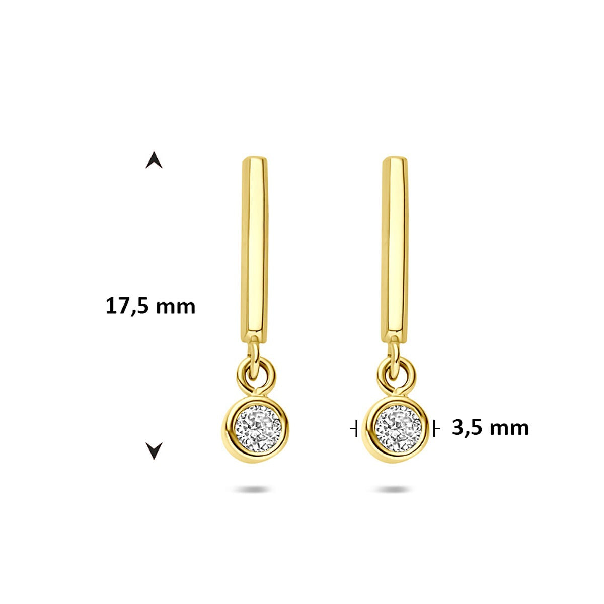 Orecchini pendenti in oro giallo 14k con zirconia taglio brillante