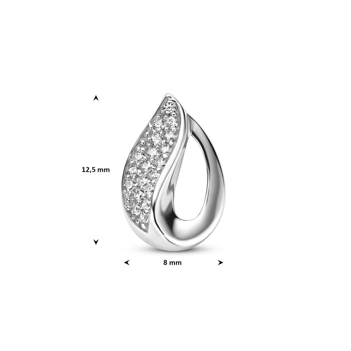 Ciondolo in argento 925 rodiato con zirconia pavé