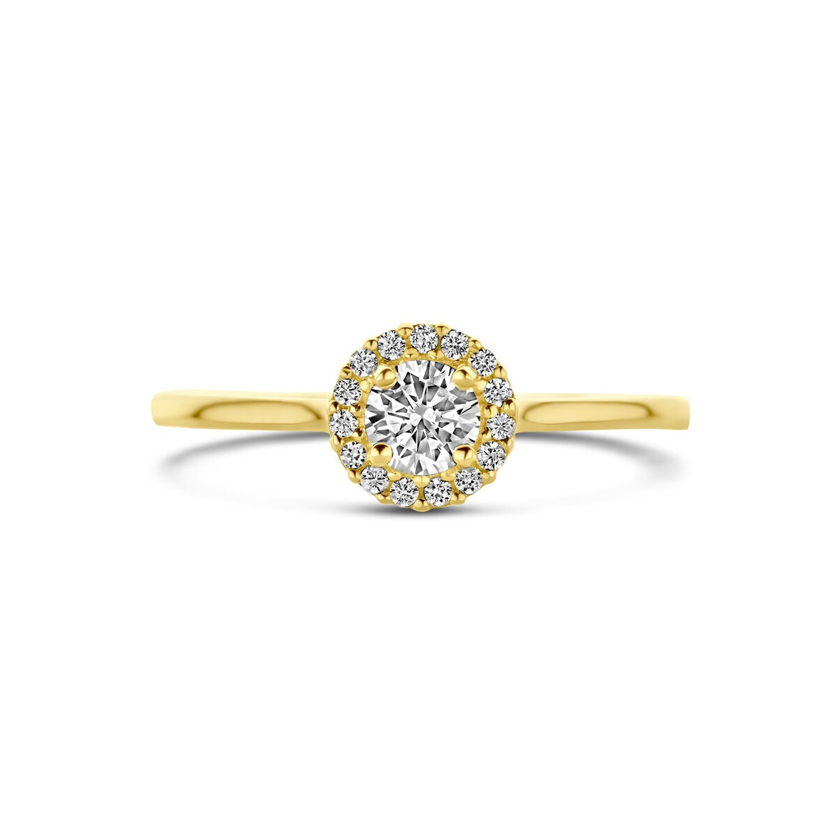 Anello da Donna in Oro Giallo 14k con Zirconi - Montatura a Corona