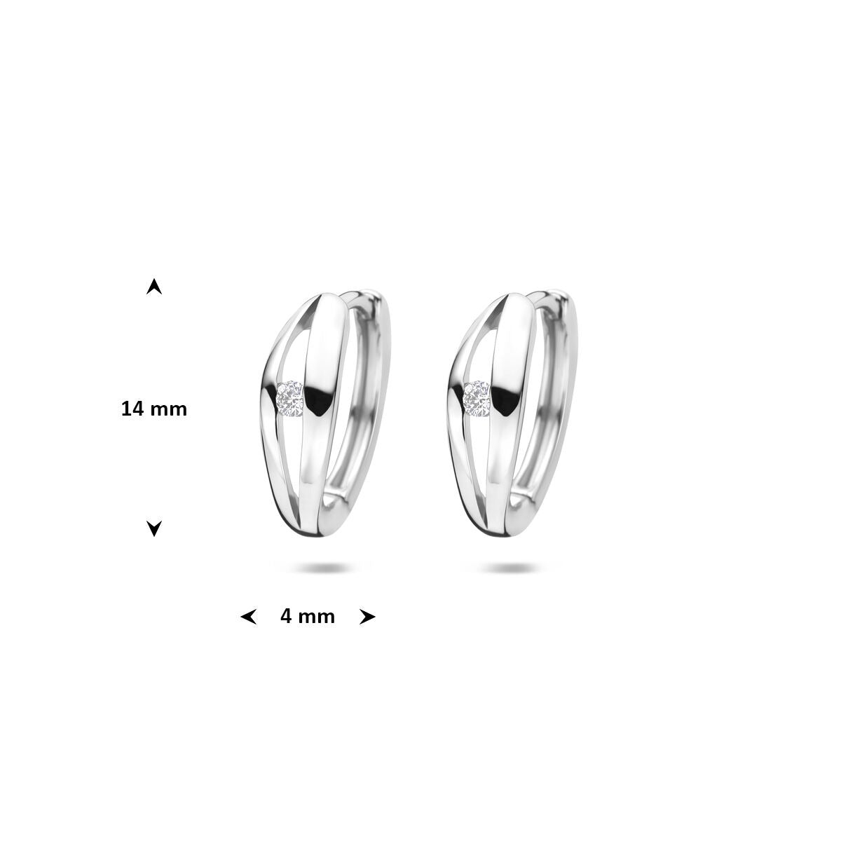 Orecchini a cerchio da donna in argento con diamante lab grown – rodiato 14 mm