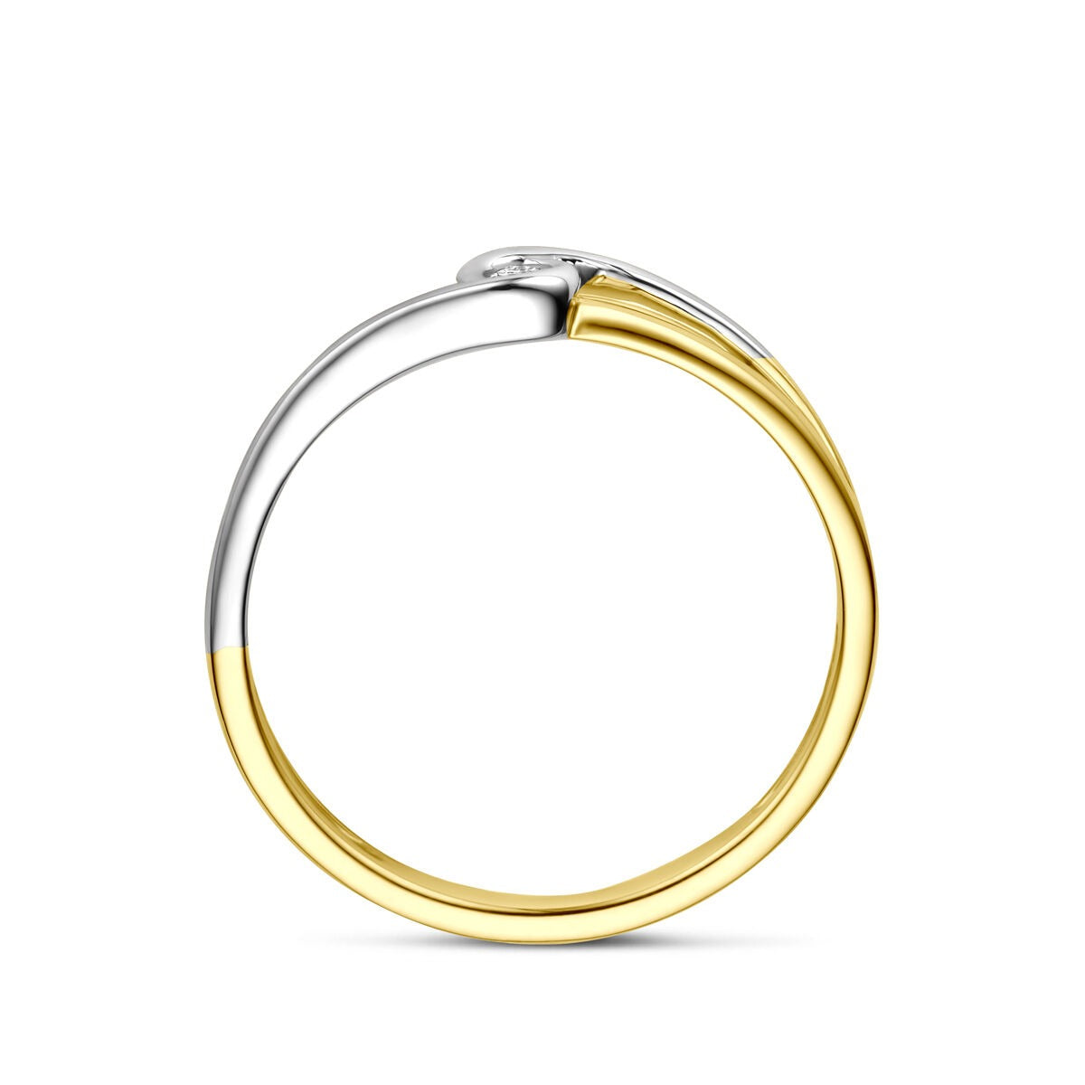 Anello da donna bicolore con diamante – 14k oro giallo e bianco