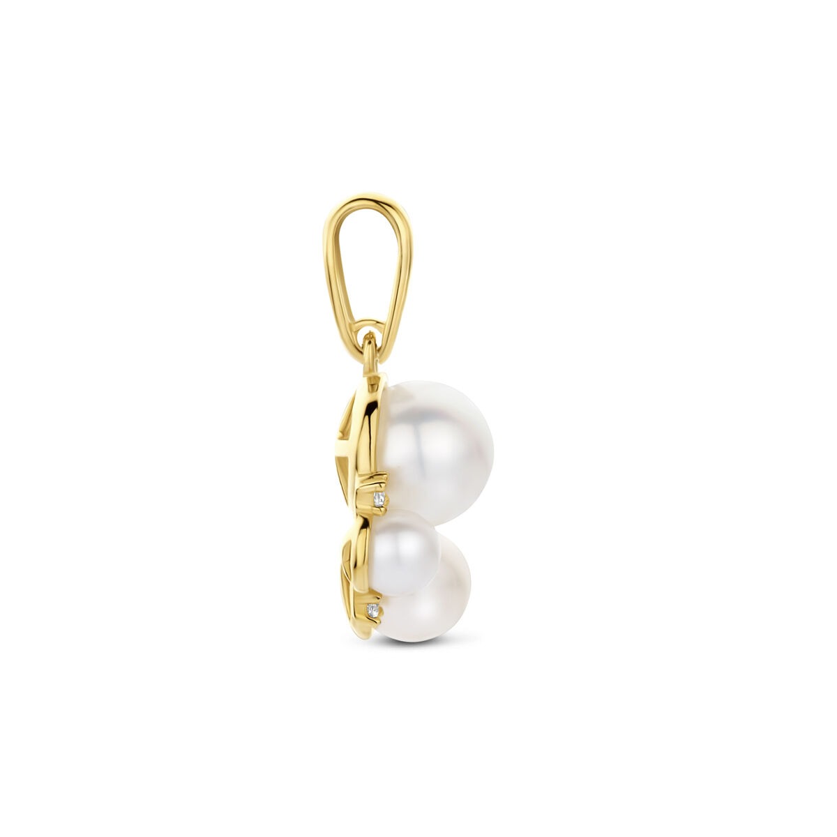 Ciondolo in oro giallo 14k con perla e zircone
