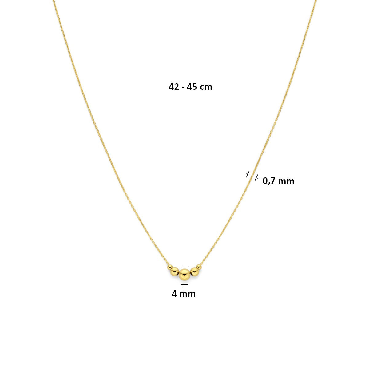 14k Geelgouden collier met bolletjes