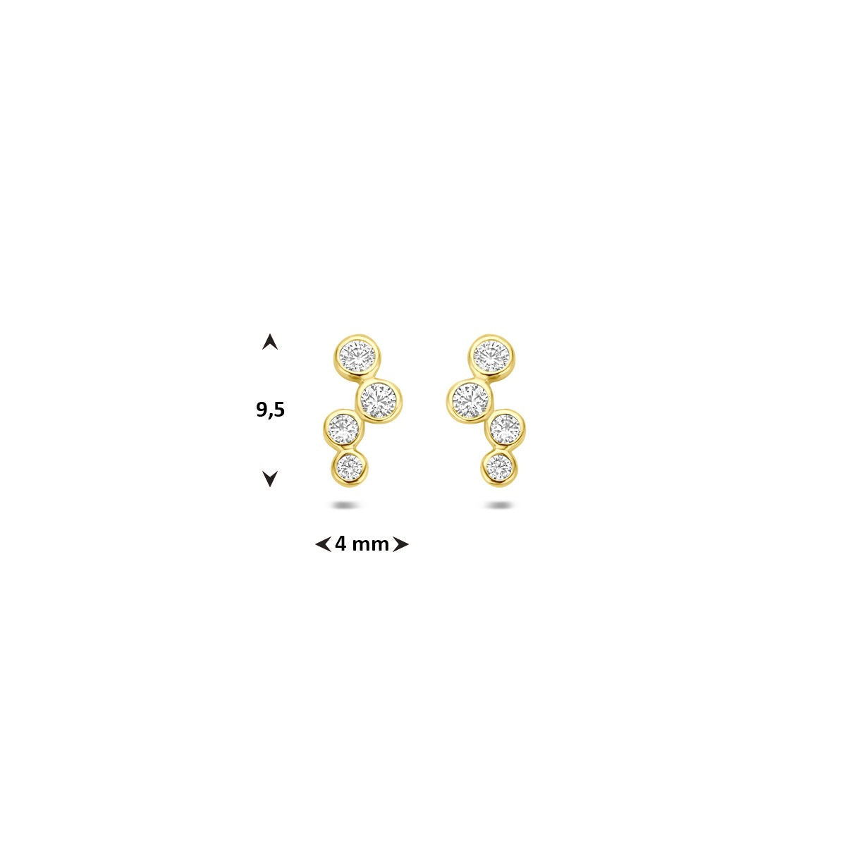 Orecchini a bottone 9k in oro giallo con zirconia