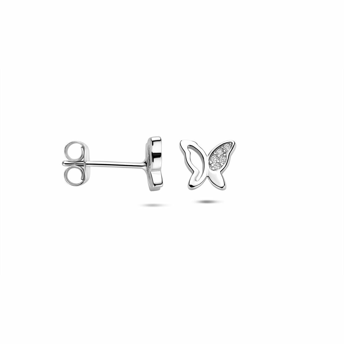 Orecchini a perno in argento farfalla con zirconia – 6,5 x 7,5 mm
