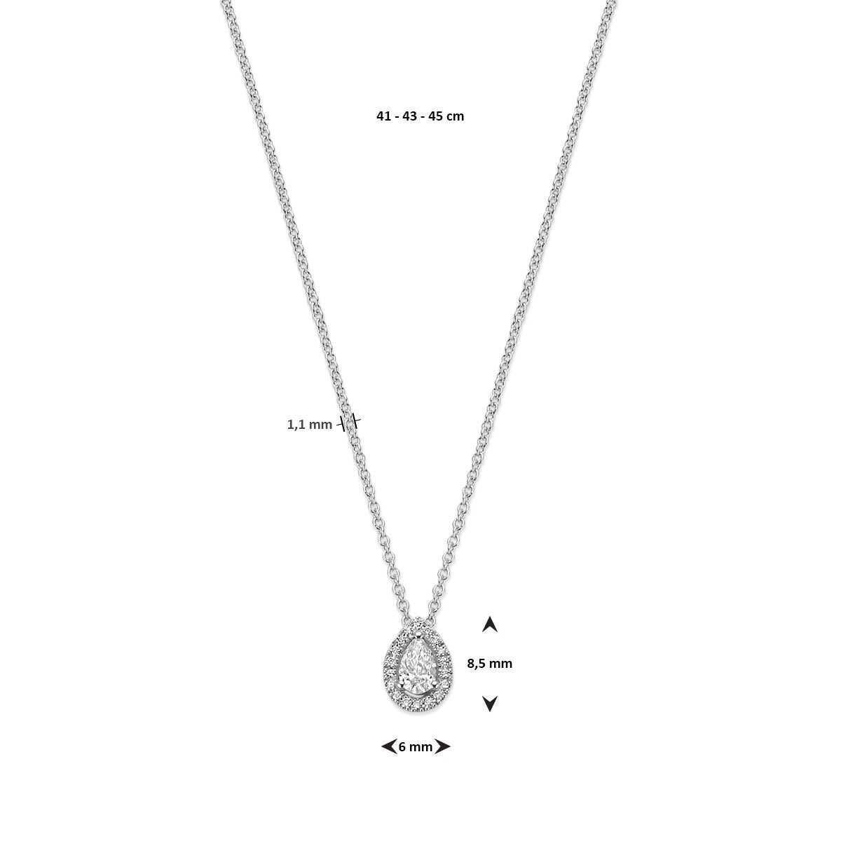 Collana in oro bianco 14k con diamante a goccia